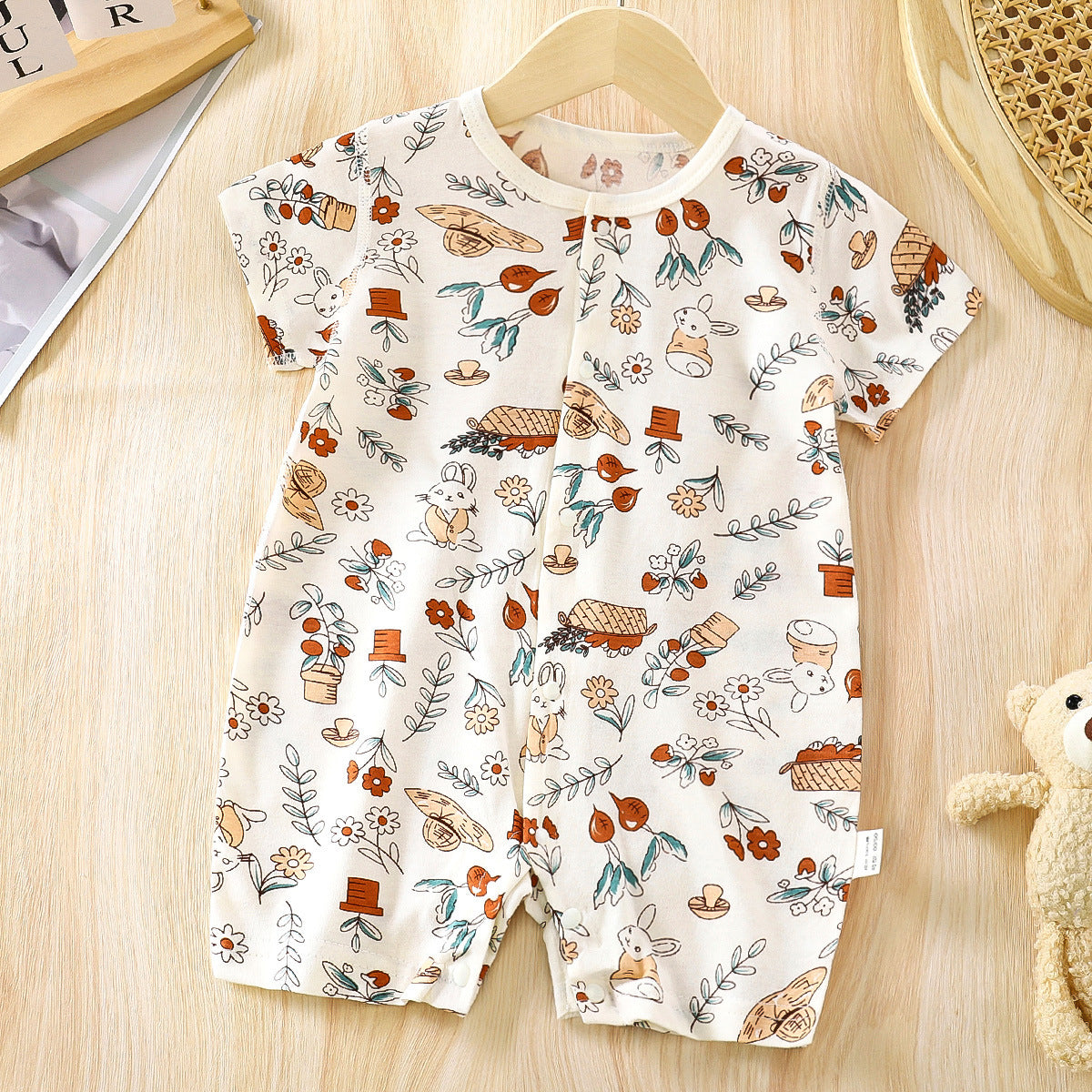 Baby clothes, summer thin baby onesies, male and female newborns, short-sleeved clothes, summer clothes, climbing clothes, one piece of hair