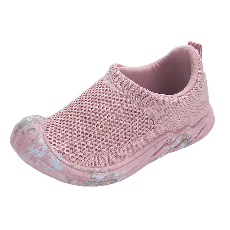 Children's sneakers, boys' tennis shoes, 2025 new breathable flying mesh casual shoes, girls' one-foot running shoes