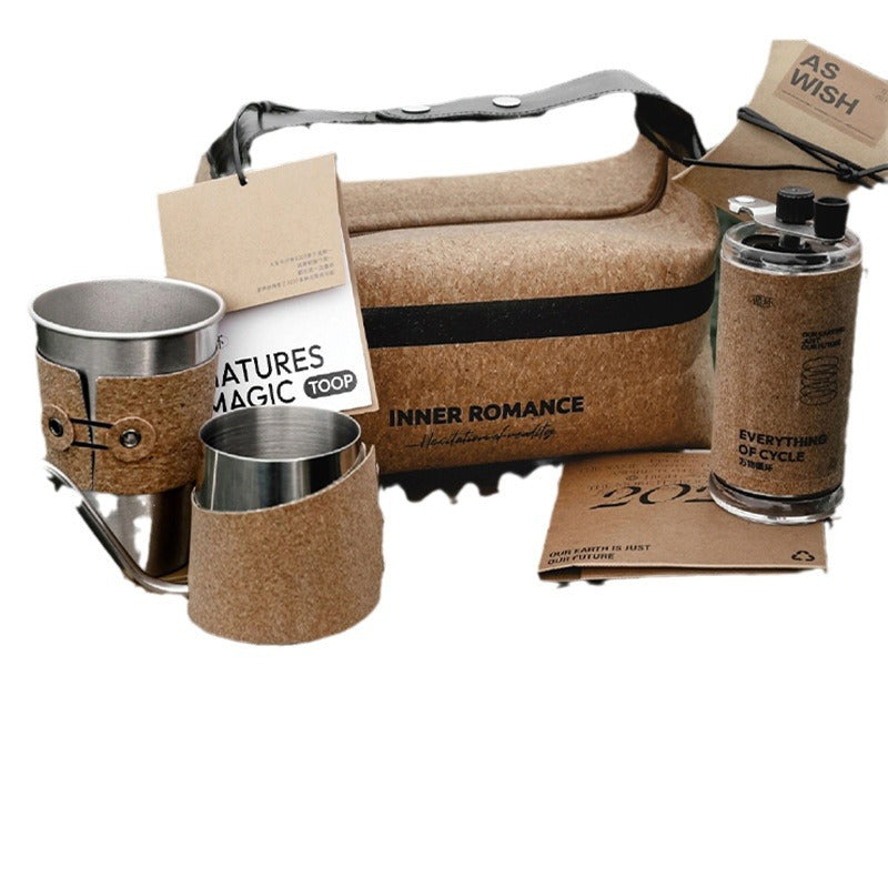 Amazon hot water cup heat insulation cork set coffee cup stainless steel hand poured mocha coffee pot gift set