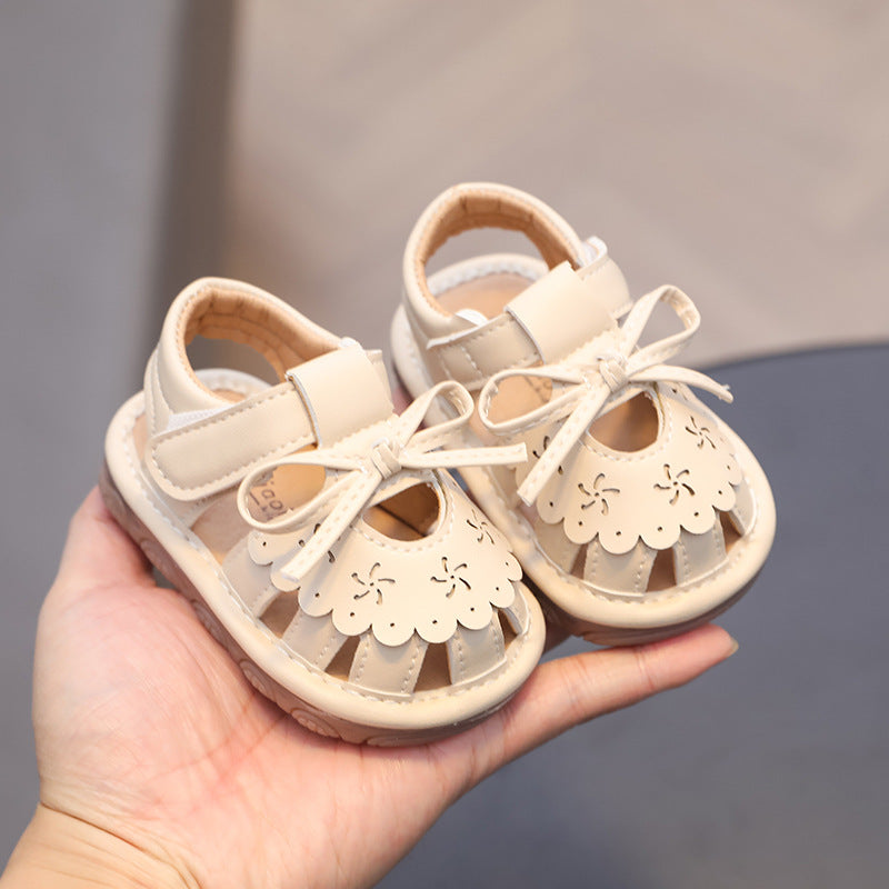 Baby girl princess shoes spring and summer 0-1 years old 2 bag head call sandals soft-soled baby toddler shoes children's hollow list