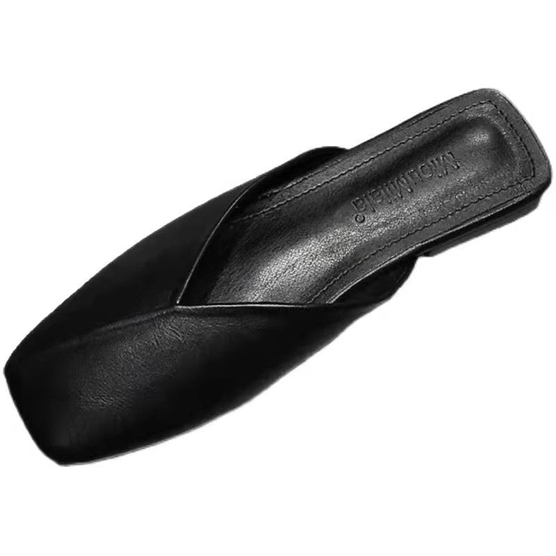 Plus size women's shoes 41-43 fat feet wide fat women's single shoes summer new sandals toe toe semi-slippers to wear maternity shoes outside