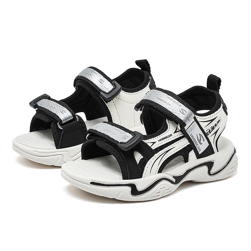 HOBIBEAR boys' sandals, summer model velcro, children's open-toe soft-soled beach shoes, casual shoes, one piece delivery