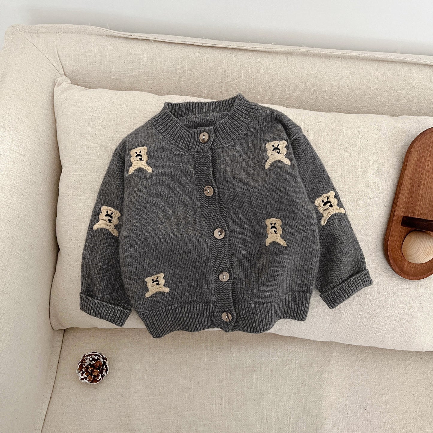 Korean children's clothes boy's suit 2025 new spring clothes fashionable knitted cardigan autumn foreign baby cute coat