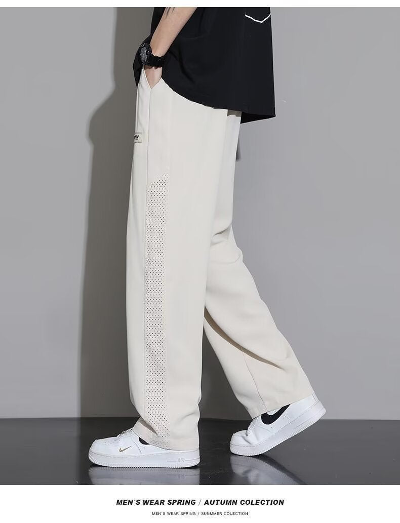 Ice silk quick-drying casual pants men's summer 2024 new straight leg pants khaki thin breathable sports pants