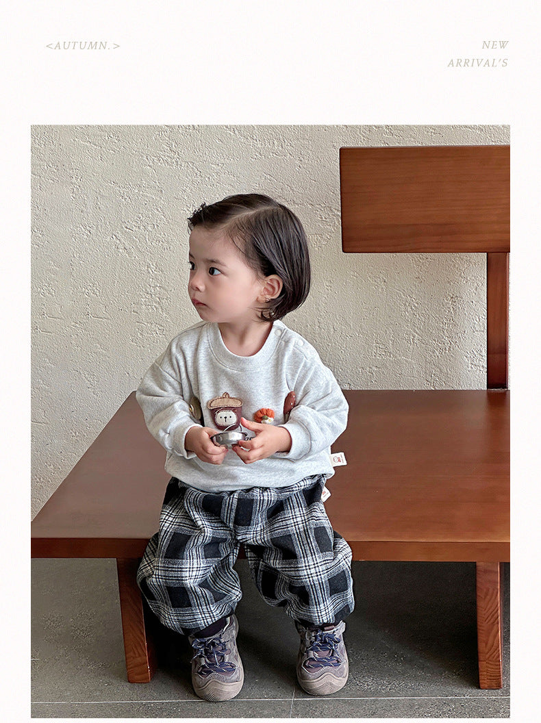 Baby boy Korean version autumn two-piece set of infant ins sweatshirt pants set baby foreign style A cartoon clothes