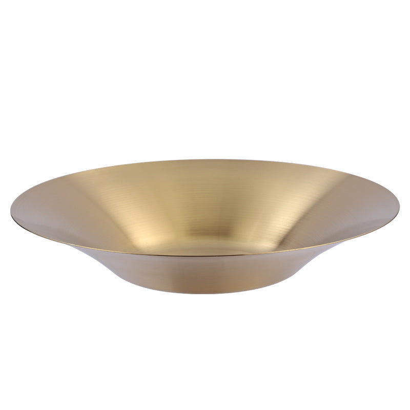 Korean stainless steel pasta plate commercial deepening plate for serving vegetables and fruit ramen mixed noodles round plate custom logo