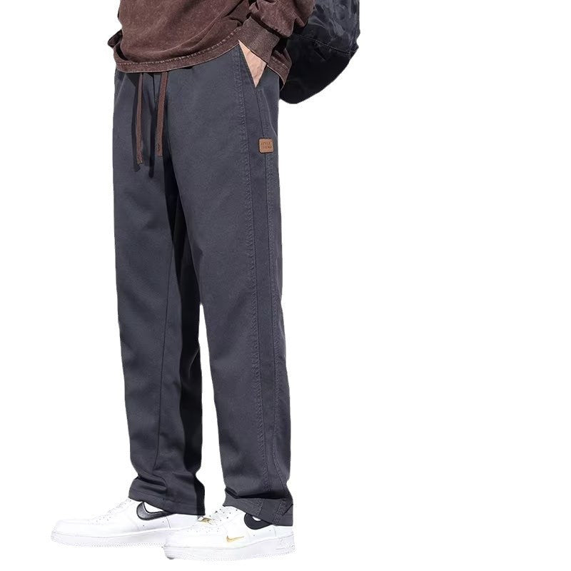 Spring Autumn 2024 New Loose Casual Pants Men's Thickened Straight Leg Cargo Pants Men's Versatile Wide-Leg Long Pants