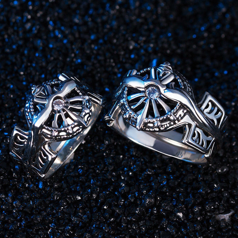 Final Fantasy Ring of Radiance Male Lucis Anime Peripheral Ring Retro Distressed Men's Open Ring
