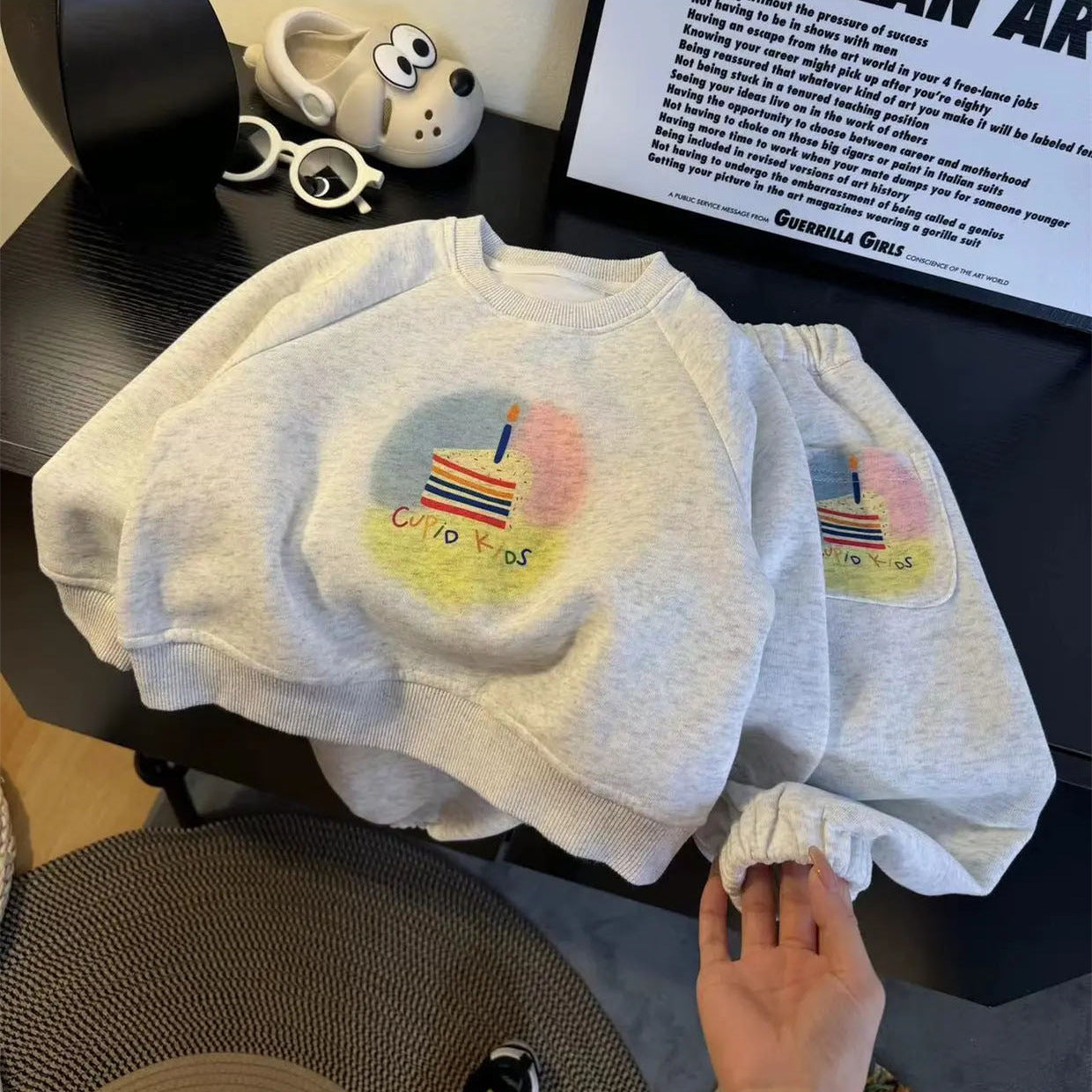 Linlin Mom Children's Set 2025 Spring New Men and Women Embroidery Sweatshirt Set Baby Sports Two-Piece Set