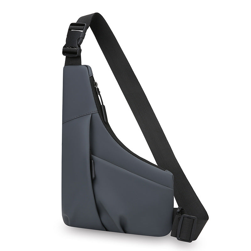 Cross-border new triangle bag casual men's leather film large capacity crossbody bag fashionable outdoor water-repellent shoulder bag