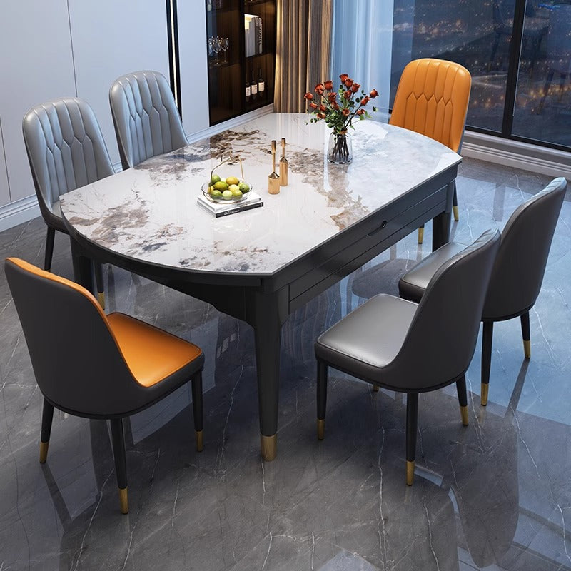 Solid plank rock dining table and chairs