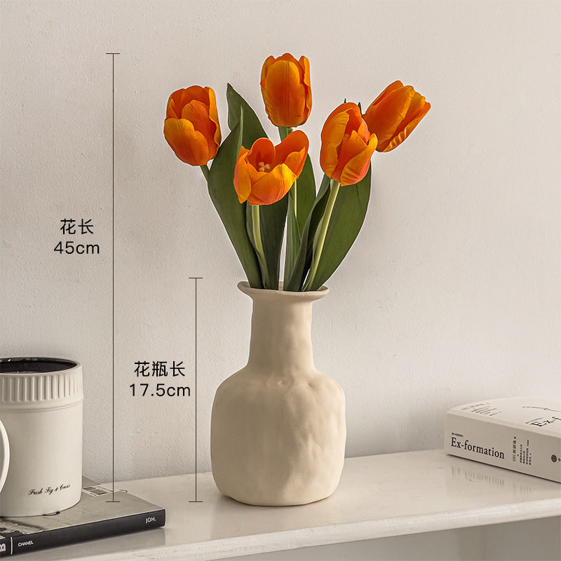 ins style high value tulip simulated flower fake flower wet ornament decoration table living room office decoration factory