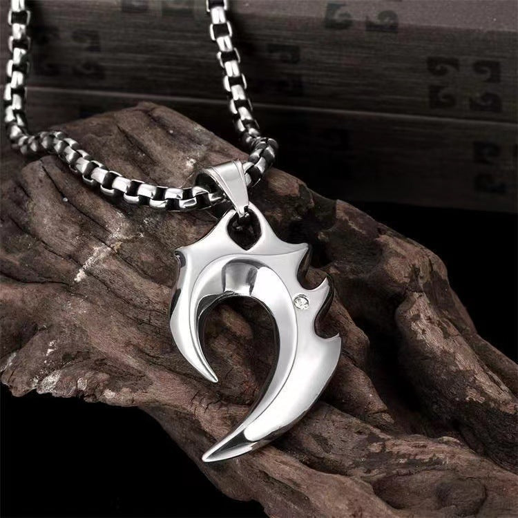 Wolf tooth stainless steel men's necklace trendy accessories high-end design niche pendant ins high street trendy brand versatile hip-hop