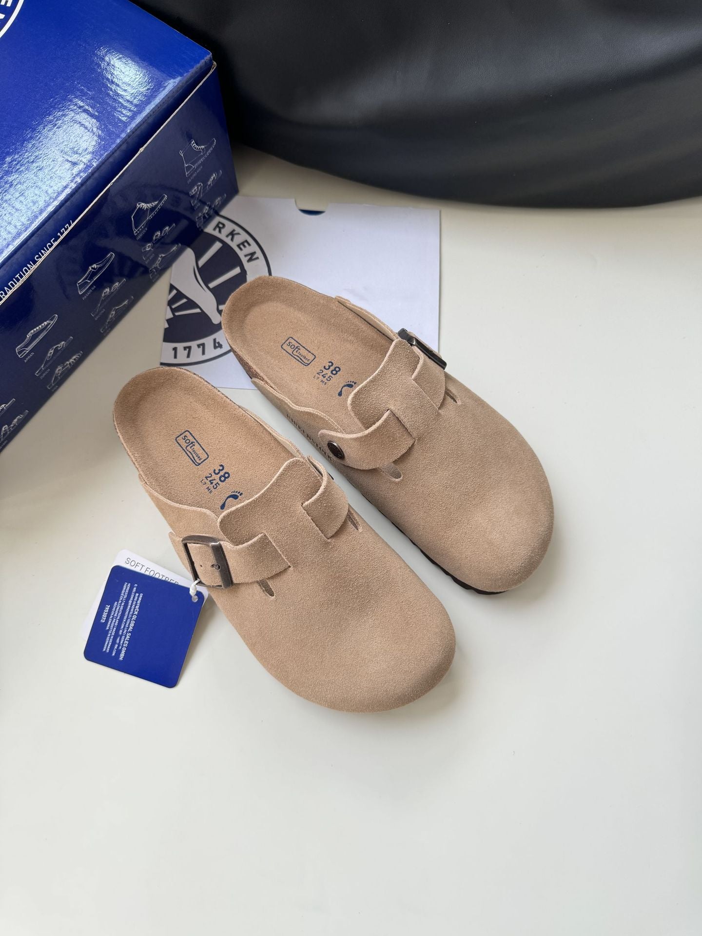 Mulberry Birkenstock shoes, women's cork spring and autumn sandals, toe leather platform soles, wear slip-on shoes, pure original Boken half slippers