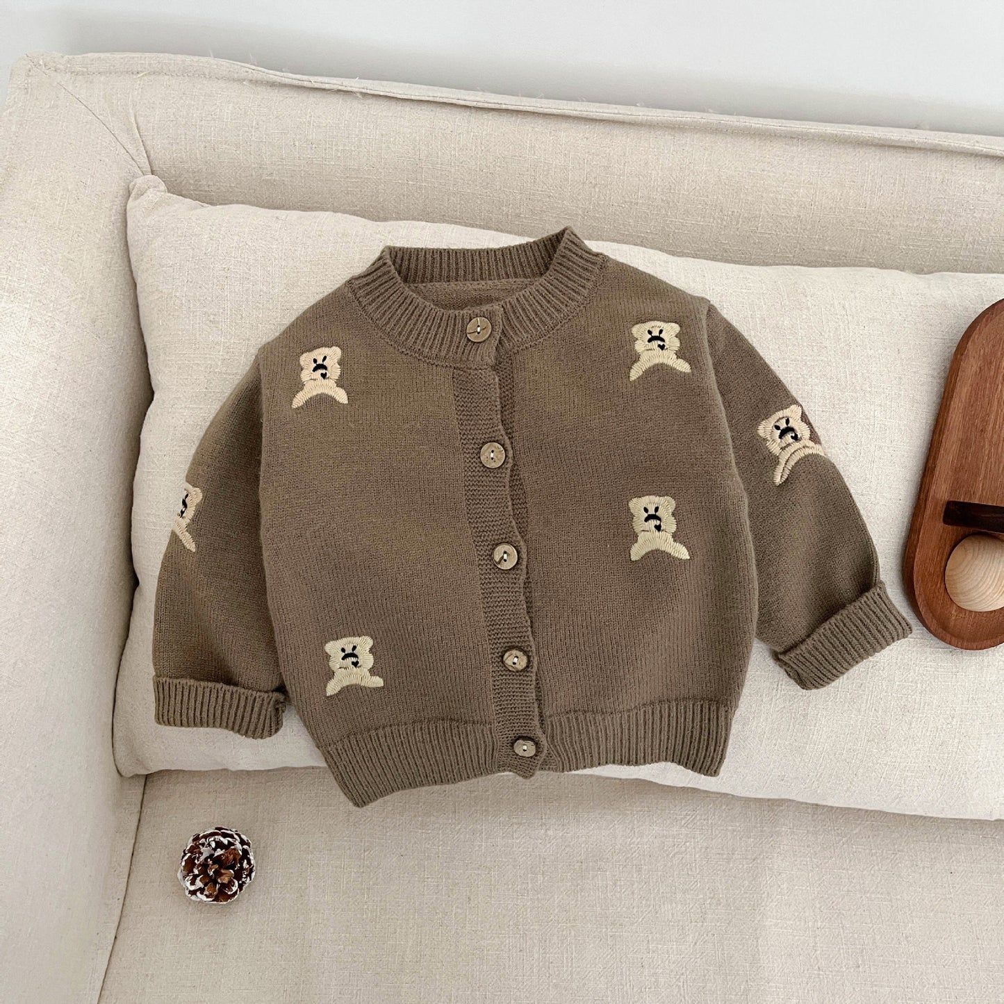 Korean children's clothes boy's suit 2025 new spring clothes fashionable knitted cardigan autumn foreign baby cute coat