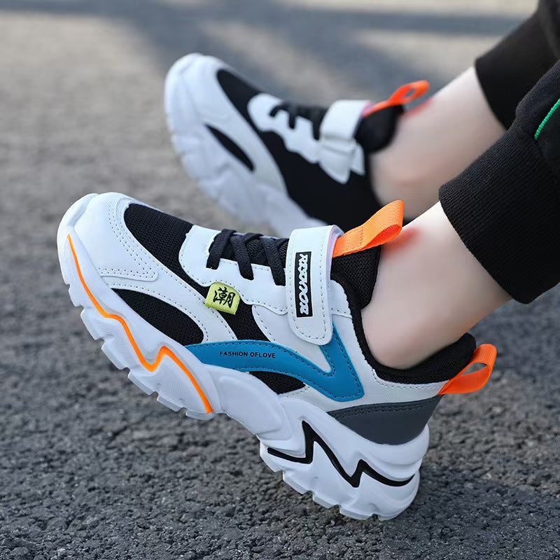 Boys' shoes spring 2025 new mesh breathable medium and large children's soft soles lightweight elementary school running children's sneakers