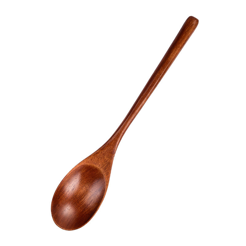 Japanese long handle wooden spoon, wooden fork set, winding thread, wooden soup, soup spoon, solid wood tableware 22.5 cm, factory wholesale