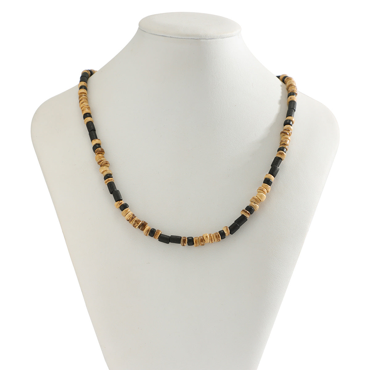 European and American cross-border jewelry men's bohemian wooden bead splicing beaded necklace niche versatile simple necklace men