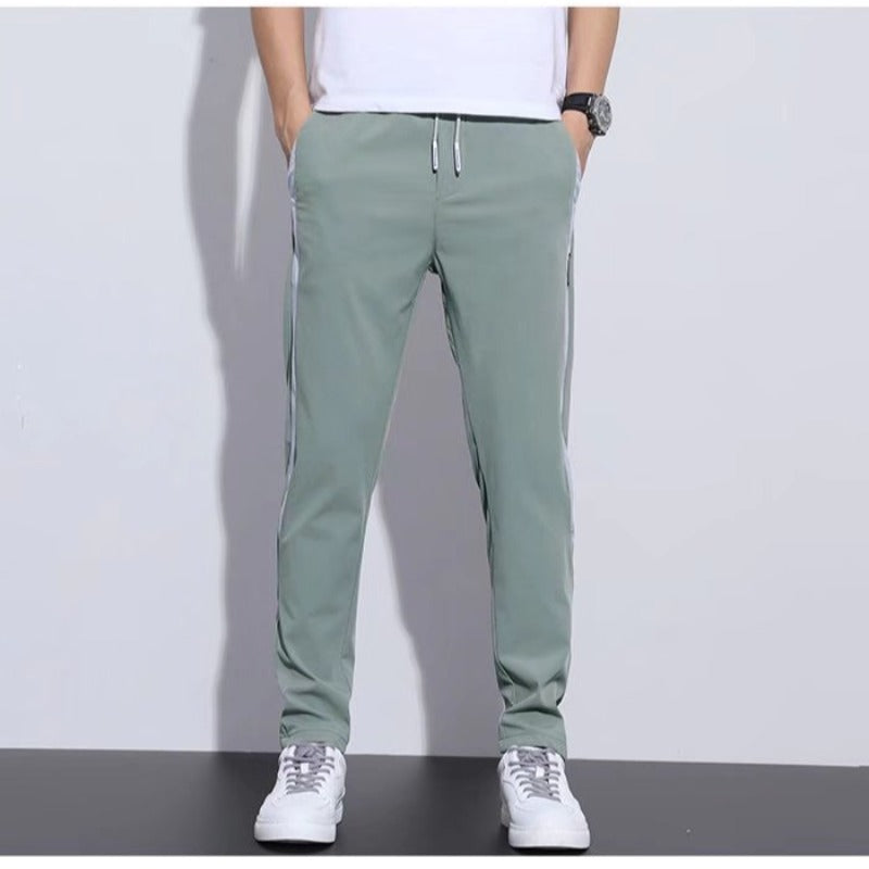 Men's casual trousers, oversized straight-leg pants, and Korean slim pants for summer new thin ice silk work