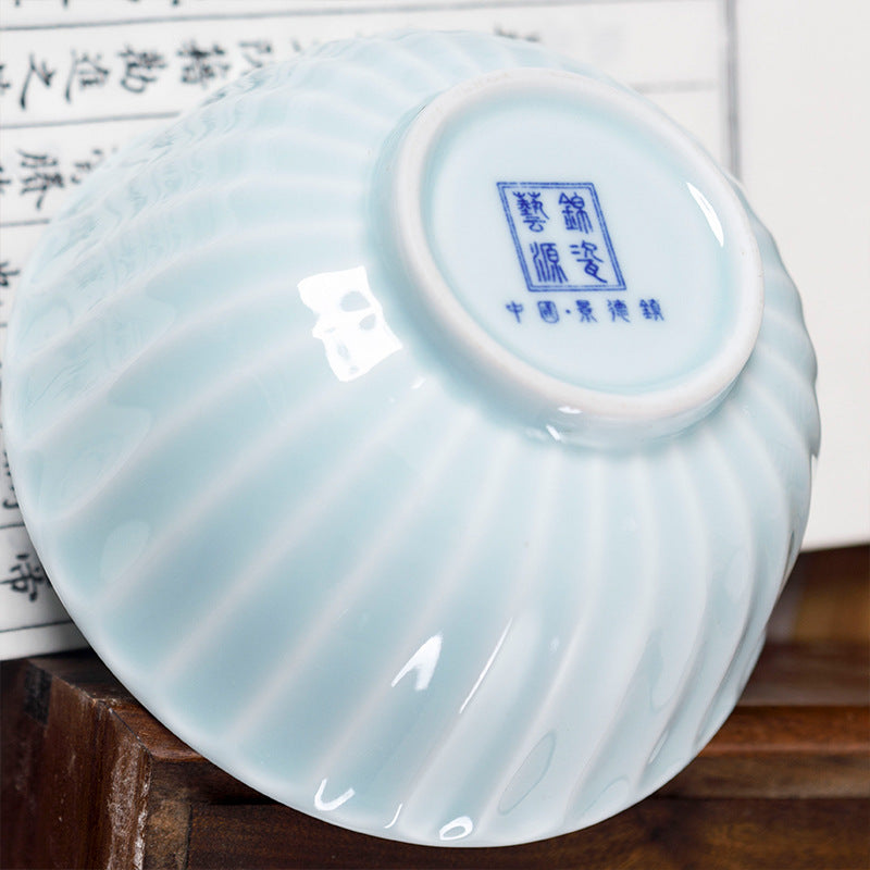 Jingdezhen celadon stripe rice bowl household 5 inch small soup bowl 10 noodle bowls creative characteristic ceramic tableware