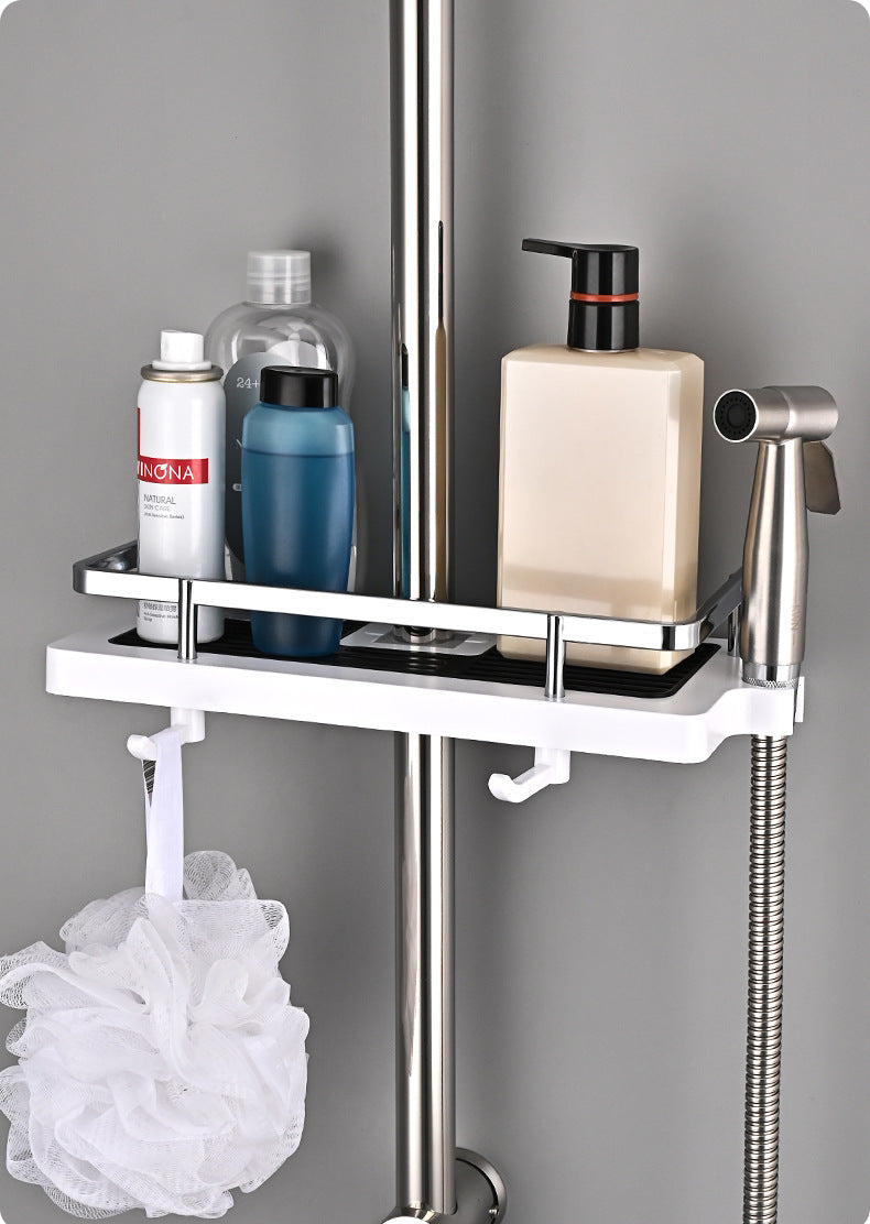 shower bathroom shelf free toilet shower rod tray household storage basket hanger plastic toilet hook