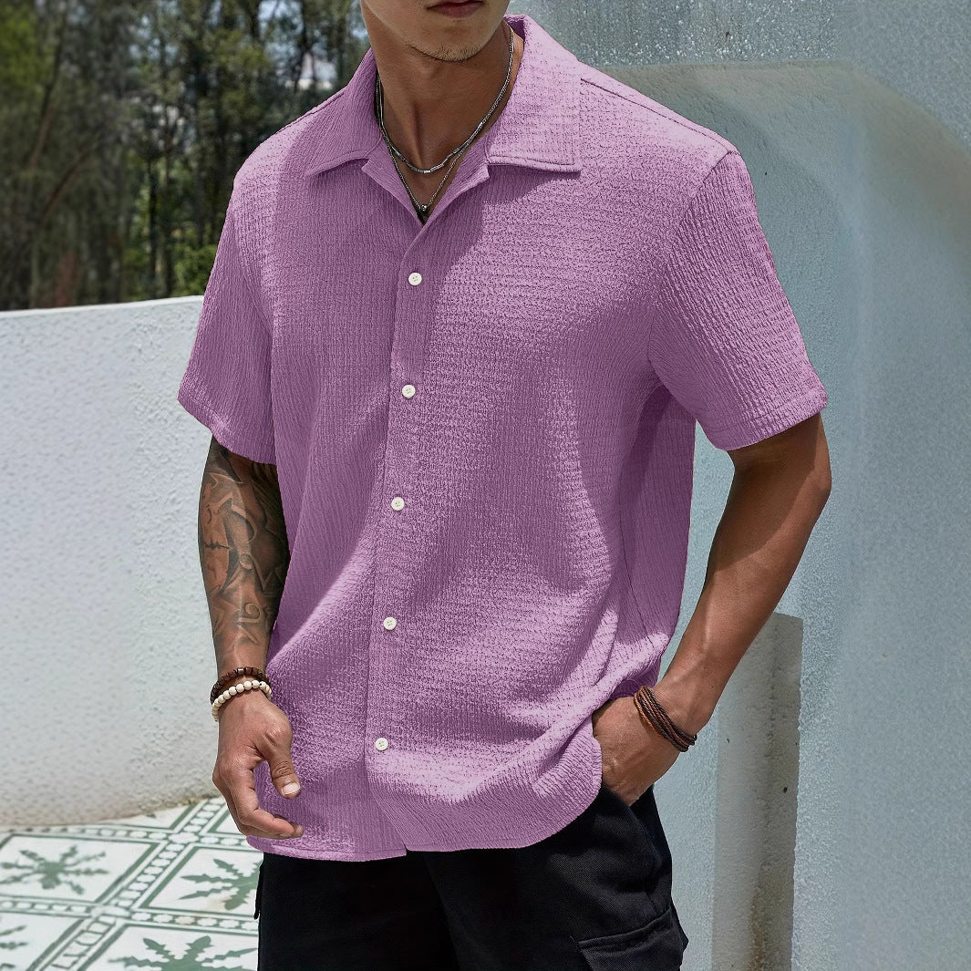 Exclusive for temu shein amazon cross-border foreign trade men's shirt 2024 summer new men's solid color short
