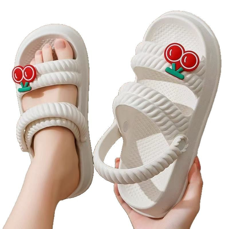 Stepping on shit feeling sandals and slippers women summer outdoor wear cute non-slip thick-soled two-wear sandals soft-soled girls outdoor beach shoes