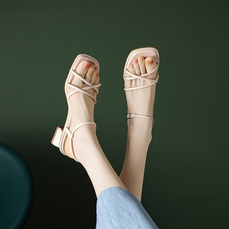 French Lady Fairy Style Roman Shoes Low Heel Temperament Summer 2024 New Fashion Sandals Versatile, Comfortable and Lightweight