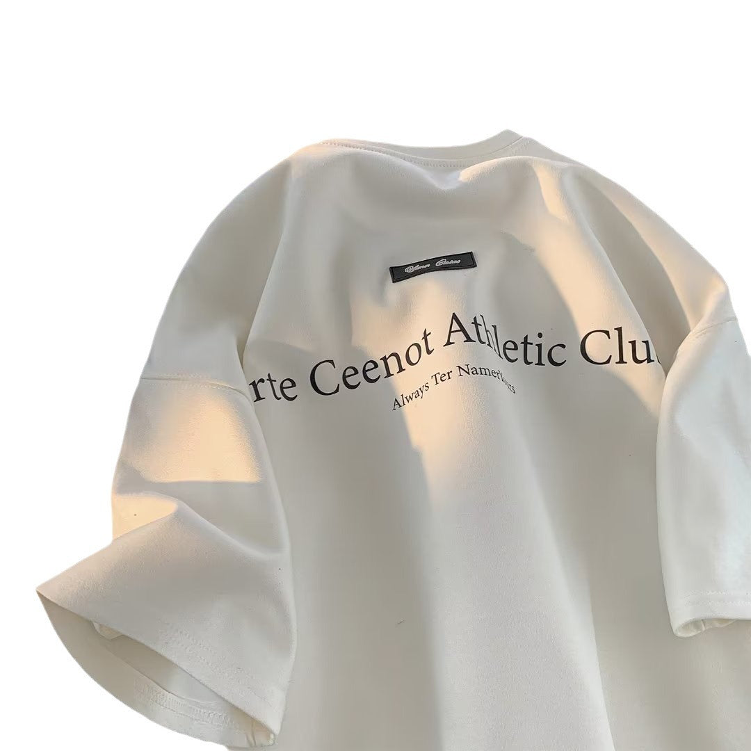 New letter t-shirt men's summer fashion brand loose and versatile short sleeve american retro fashion brand half sleeve hundred