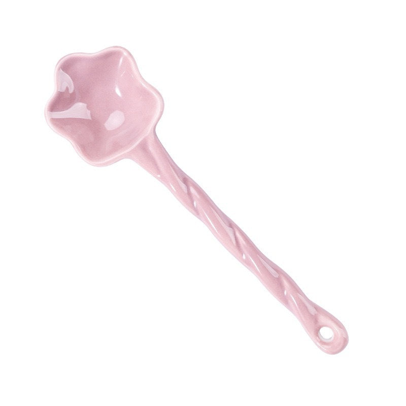 Ceramic star spoon twist handle home dormitory office high-value long handle eating and drinking spoon dessert soup