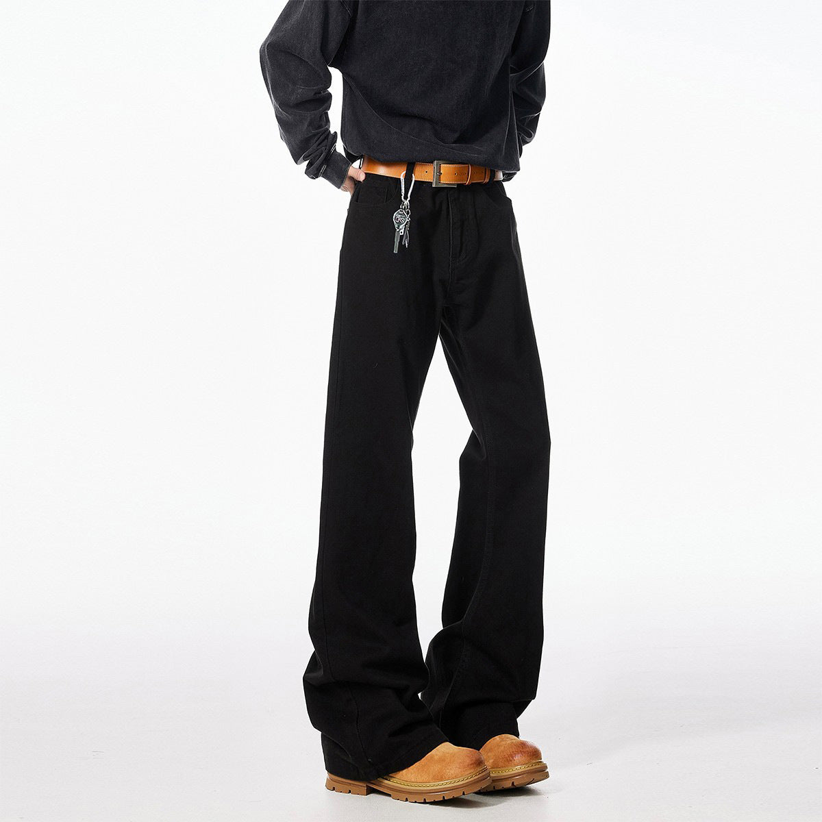 Paris bootcut black scimitar jeans men's spring/summer fashion brand loose slim slim slightly flared straight leg pants