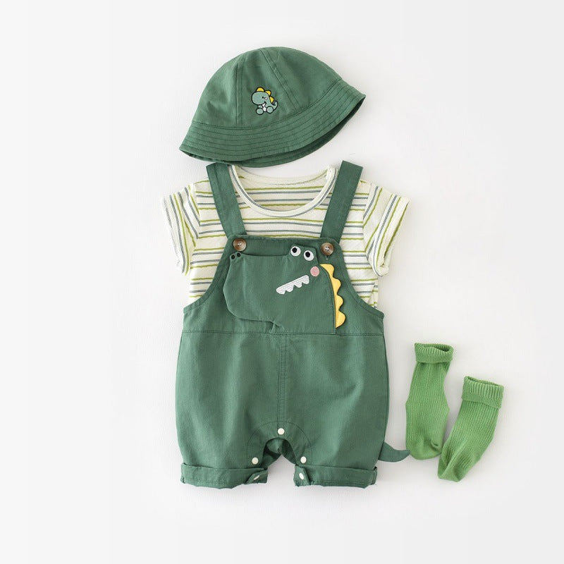 Cute foreign baby clothes, summer short-sleeved trendy baby boys, one-piece clothes, two pieces of outing, clothes and crawling clothes
