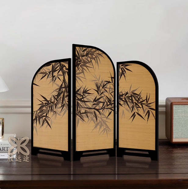 New Chinese screen table ornament "Ink Bamboo" medieval style entrance home ornament tea table table decoration painting