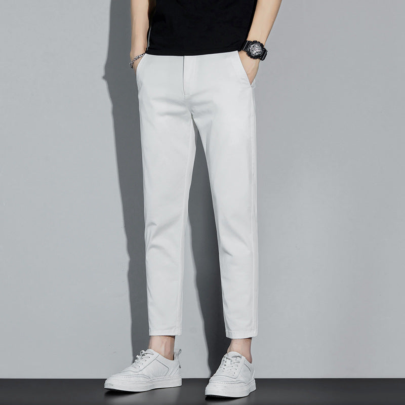 Men's slacks, cropped pants, boys' fashion, student pants, solid color trousers, men's trousers, 988 188