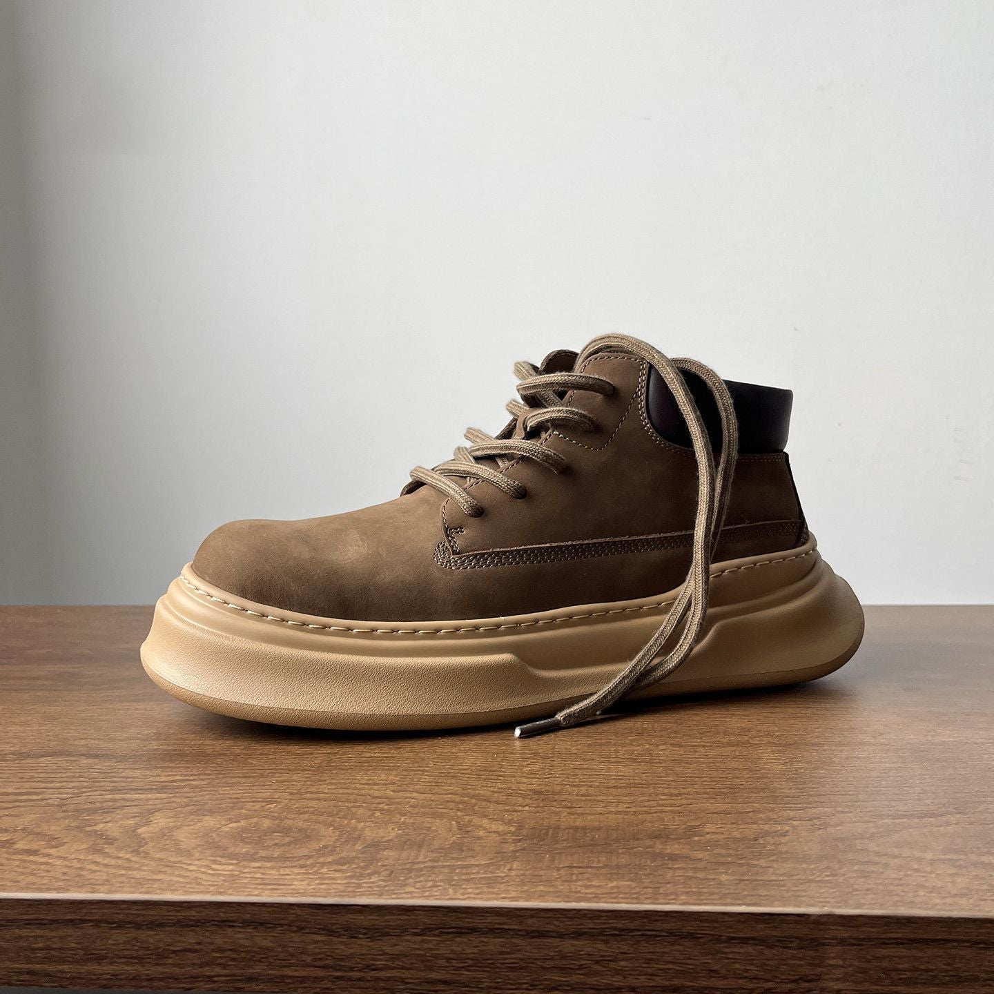 Board shoes men's design niche high-top men's shoes small soft leather fashion casual shoes thick-soled lightweight Japanese Martin boots