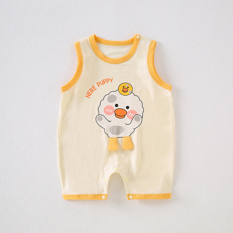 Baby lyocell onesie summer thin sleeveless vest clothes newborn clothes baby summer clothes 0 a 3 months
