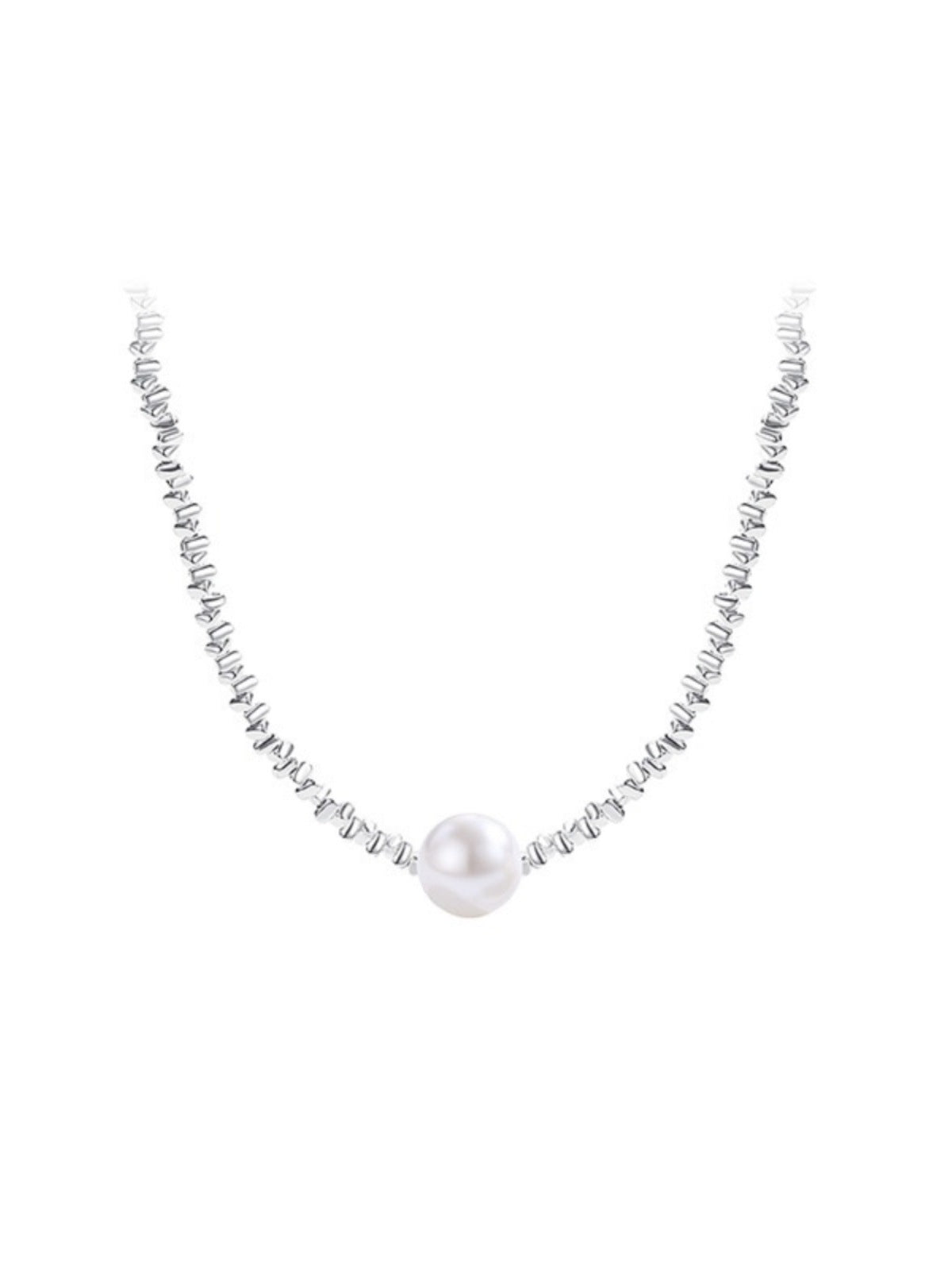 S925 sterling silver broken silver necklace pearl 2024 new clavicle chain broken silver a few taels of light luxury niche necklace