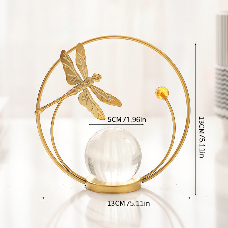 European home ornaments, TV cabinets, creative decorations, living room entrance, light luxury desktop, wrought iron crystal ball ornaments
