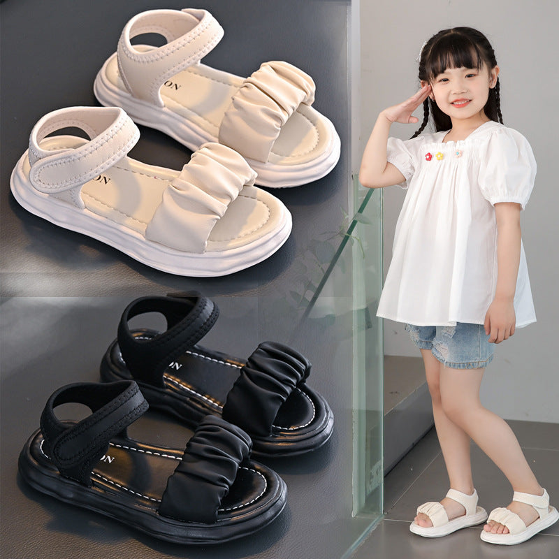 Girls' Sandals 2024 Summer New Children's Sports Soft Sole Large Children's Student Shoes Girls' Foreign Princess Shoes