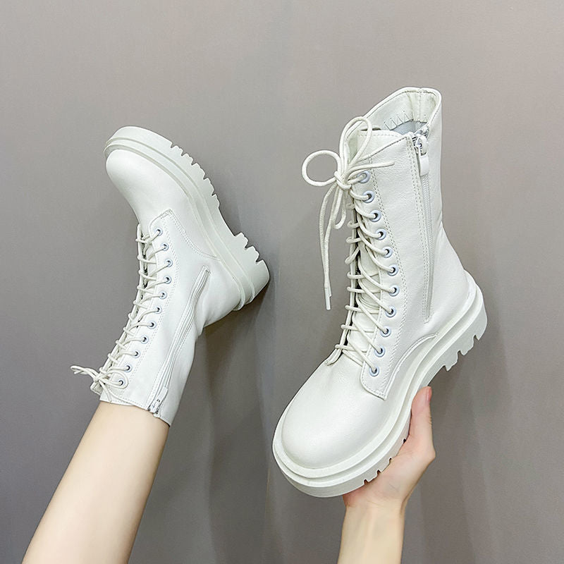 Z35-43 Plus Size Women's Shoes Internet Red Handsome Martin Boots Women's British Wind Medium Thin Boots 41 Thin Biker Boots 4