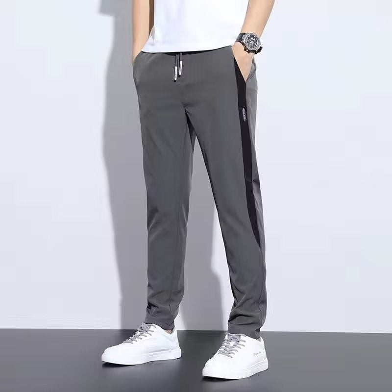 Source manufacturer pants, boys' loose stretch straight slacks, ice silk slim style trendy men's pants, men's sports