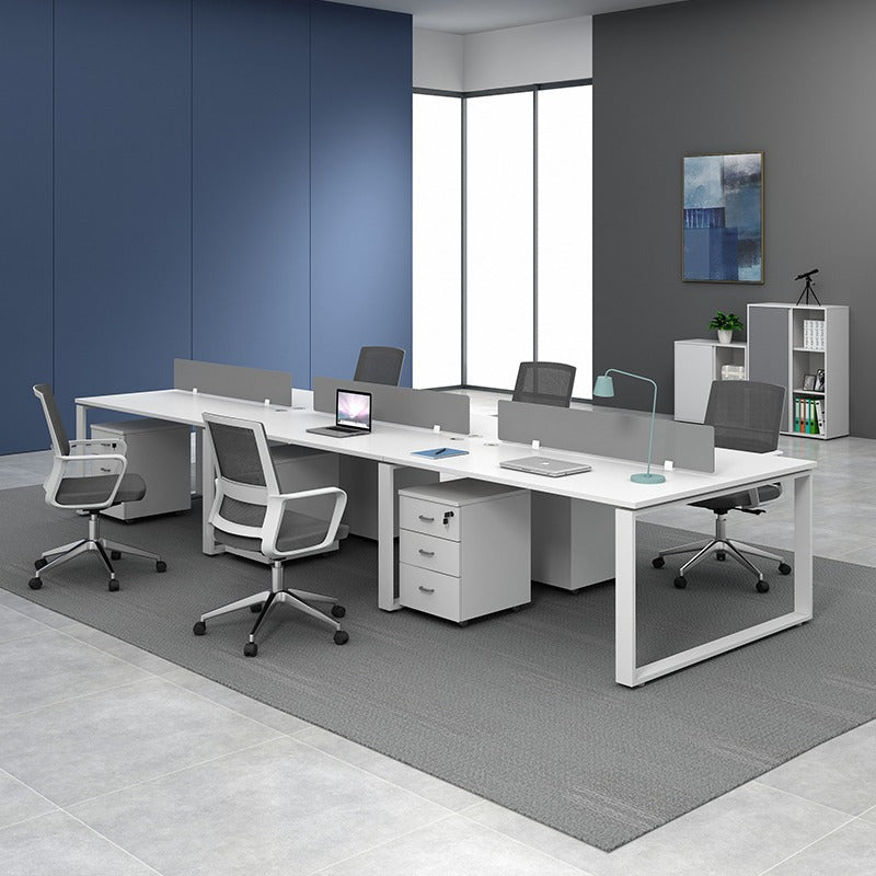 Staff desks: simple modern office furniture, computer desks, staff desks, chairs, double tables, combination steel frame tables