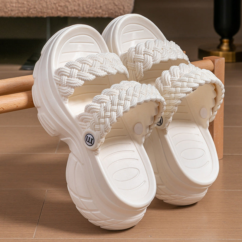 Wholesale platform slippers women's summer fashion fairy style 2024 new style to wear muffins summer increase height two wear sandals outside