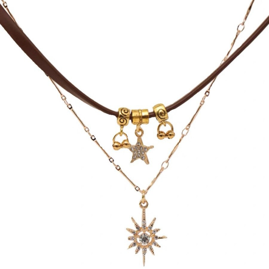 Maillard Sun Bohemian Necklace Women's Sense of Luxury Light Luxury Retro Clavicle Chain Sweet Cool Accessories Choker