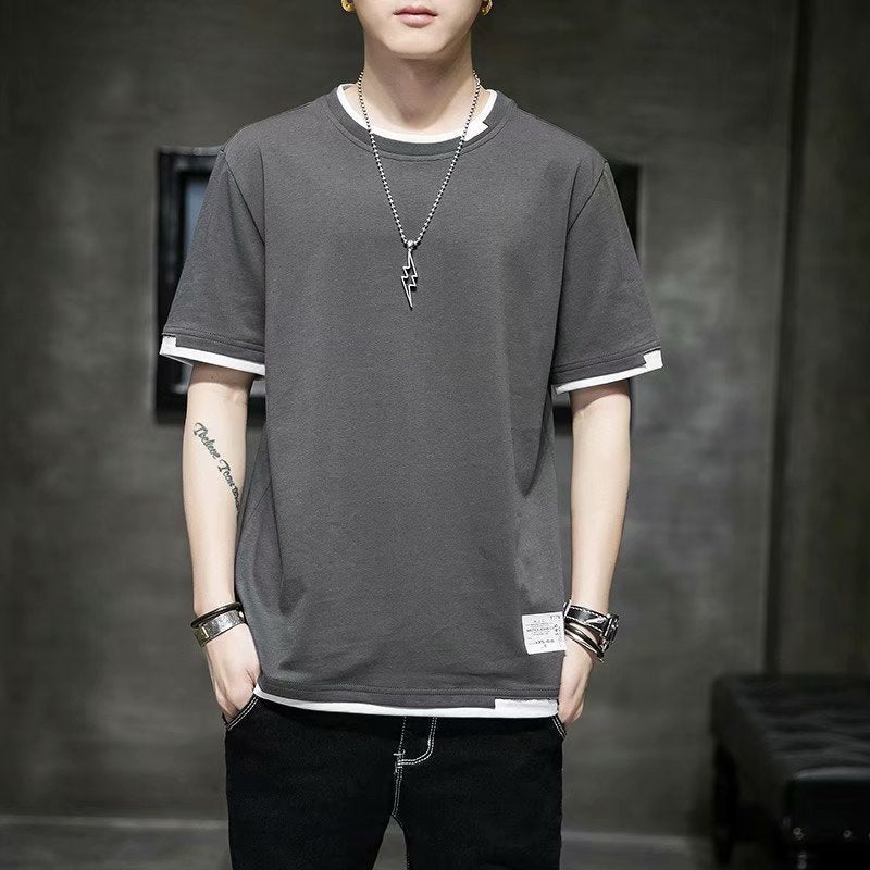 Men's short-sleeved t-shirt casual half-sleeved summer youth loose top men's new ins tide brand summer short-sleeved men
