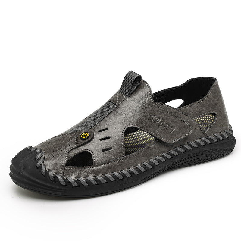 Summer casual men's shoes, fashionable outdoor hollow leather shoes, versatile beach sandals, cross-border plus-size AliExpress can be dropshipped