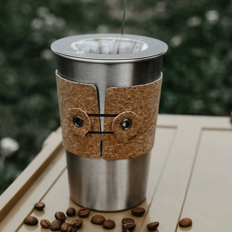 Amazon hot water cup heat insulation cork set coffee cup stainless steel hand poured mocha coffee pot gift set