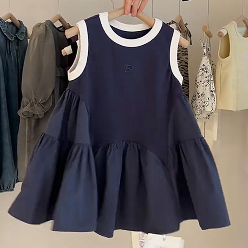 Girls' vest skirt summer new children's baby fashionable foreign princess dress little girl spliced sleeveless dress