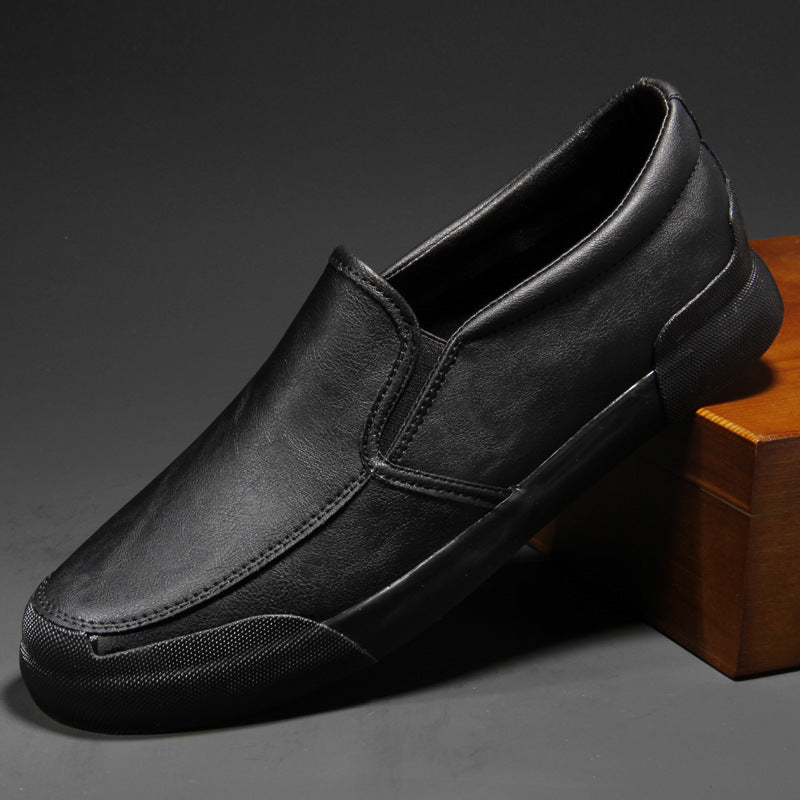 Classic retro men's small leather shoes spring and autumn new breathable casual and versatile one-foot slip trend fashion leather shoes men