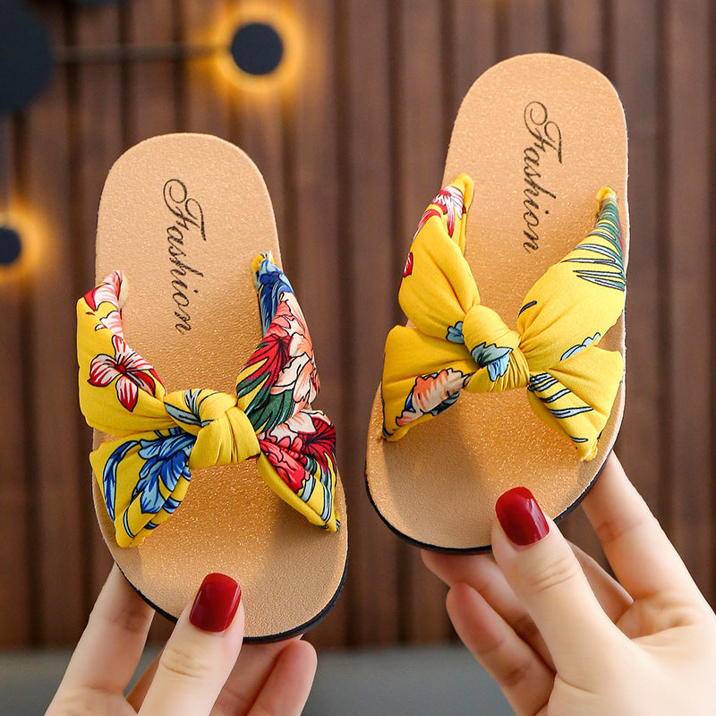 Children's slippers women's summer new fashion girls' sandals wear non-slip, comfortable and soft girls' fabric beach shoes